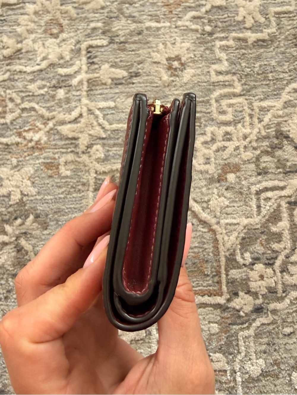 Coach Embossed Medium Corner Zip Wallet in a Berry Red / Burgundy - Picture 11 of 11
